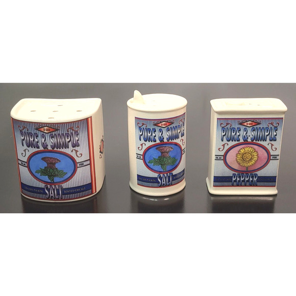 Roshco Pure & Simple Porcelain Salt & Pepper Shakers With Bonus "Salt" Carton - Picture 1 of 6